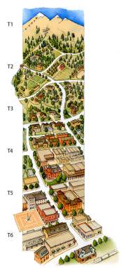 An illustration of the six Transect zones as applied to Flagstaff, AZ.